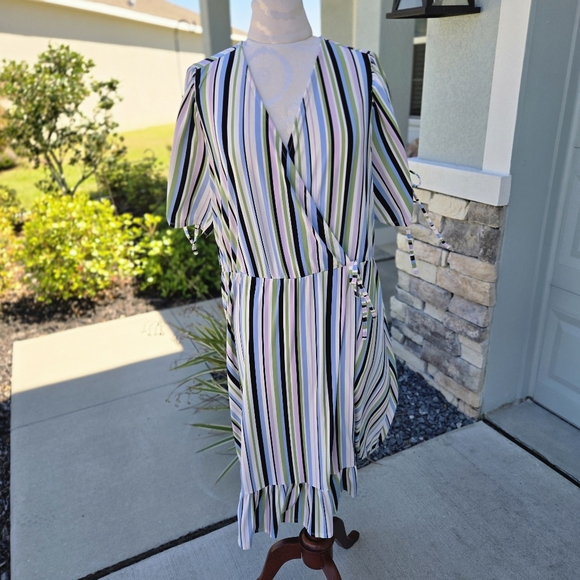 Torrid Stripe A-line Midi Wrap Dress, Size 3X - Picture 4 of 13